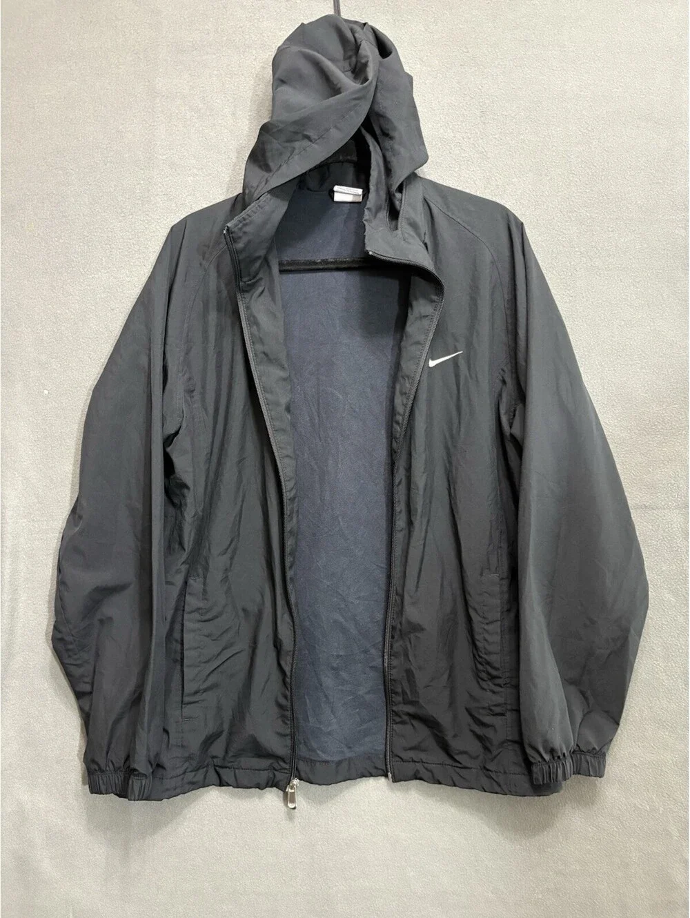 Nike M Black Y2K Hooded Full Zip Windbreaker Jacket